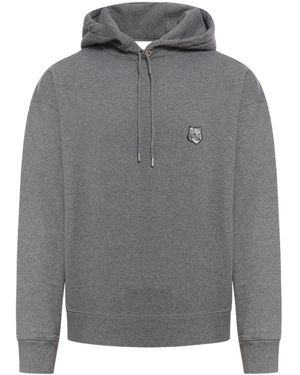 Maison Kitsuné Maison Kitsuné Bold Fox Head Patch Drawstring Hoodie - Grey