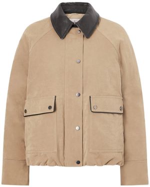 Brunello Cucinelli Leather Collar Coat - Natural