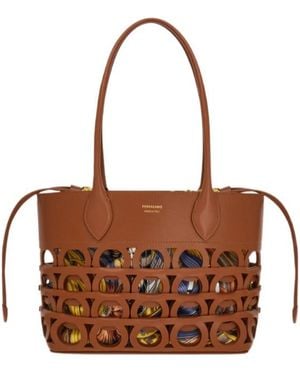 Ferragamo Gancini Tote Bag (S) - Brown