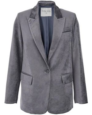 forte_forte Single-Breasted Velvet Blazer - Grey