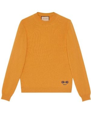 Gucci Horsebit Knitted Crewneck Jumper - Orange