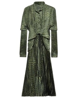 Balenciaga Robe Pleated Double-Sleeved Dress - Green