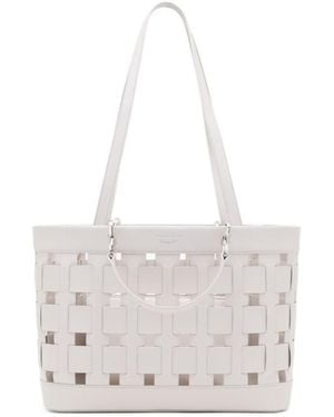 Emporio Armani Tote Bag With Woven Design Double Handles And Pouch - White