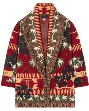 Alanui Hibiscus Bloom Cardigan - Red