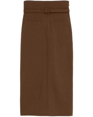Ami Paris Ami Belted Pencil Skirt - Brown