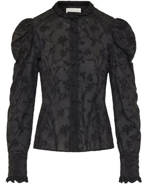 Isabel Marant Zorica Ruffled Puff-Sleeve Blouse - Black