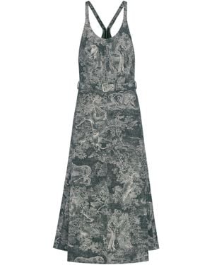 Dior Iviera Mid-Length Belted Dress - Gray
