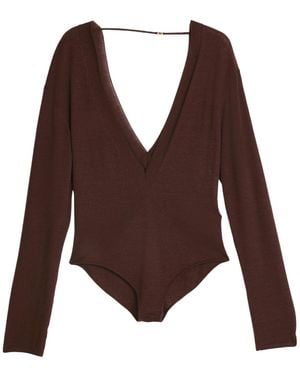 Saint Laurent Long-Sleeved Bodysuit - Brown