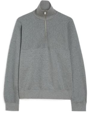 Jil Sander Cotton Terry High-Neck Sweatshirt - Gray