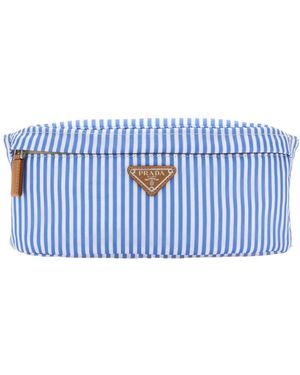 Prada Striped-Pattern Belt Bag - Blue