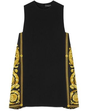 Versace Barocco Paneled Printed Sleeveless Mini Dress - Black