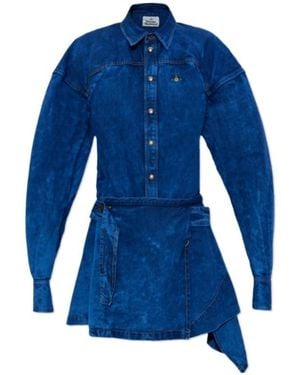 Vivienne Westwood Meghan Asymmetric Faded Mini Dress - Blue