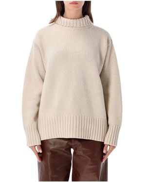 Rohe Ribbed High Neck Knitted Sweater - Natural