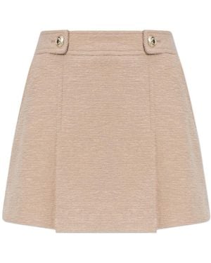 Tom Ford Boucle Pleated Mini Skirt - Natural
