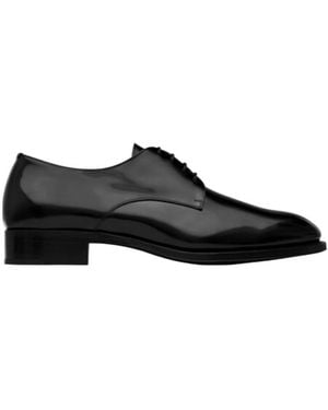 Saint Laurent Adrien Almond Toe Lace-Up Shoes - Black