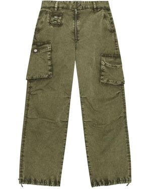 Ganni Washed Twill Pants - Green