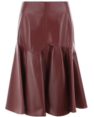 Bottega Veneta Pleated Leather Skirt - Purple