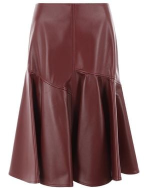 Bottega Veneta Pleated Leather Skirt - Purple