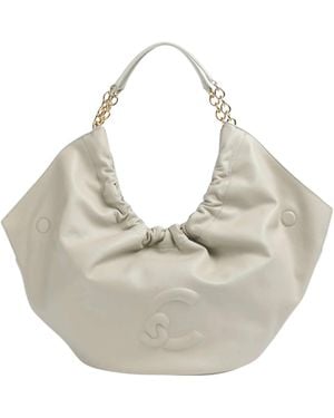 Coccinelle Smash Chain-Link Gathered Leather Tote Bag - Grey