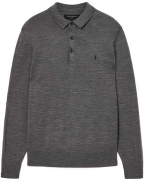 AllSaints Long-Sleeve Polo Shirt - Grey