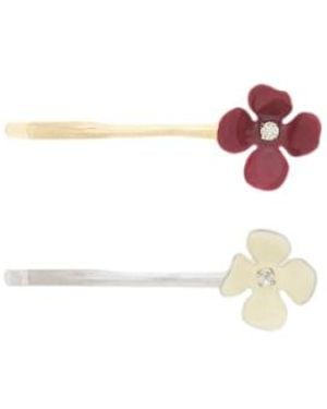 Marni Crystal Flower Hair Clips - White
