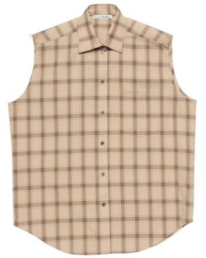 Acne Studios Check Button-Up Vest - Natural