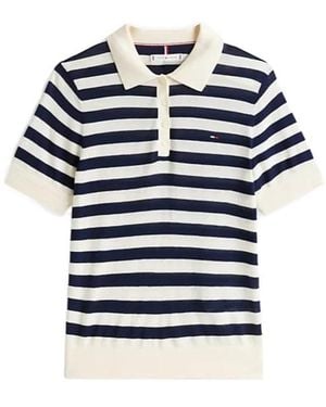 Tommy Hilfiger Striped Polo Shirt - Blue