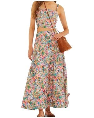 FARM Rio Floral And Butterfly Pattern Midi Skirt - Brown