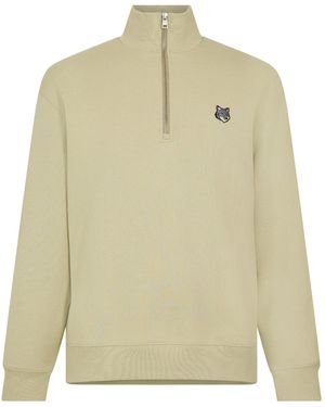 Maison Kitsuné Half-Zipper Fleece Jacket - Natural