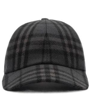 Burberry Check Wool Baseball Cap - Black