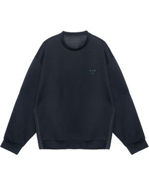 Prada Logo Plaque Round-Neck Sweatshirt - Blue