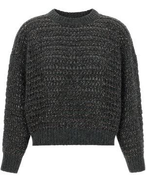 Brunello Cucinelli 'Dazzling Braids' Jumper - Grey