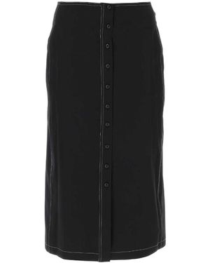 Low Classic Tonal Stitched High Waist Skirt - Black