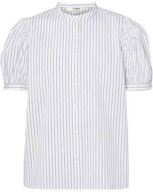 FRAME Striped Short-Sleeved Shirt - White