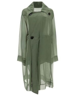 Rick Owens Sheer Silk Trench Coat - Green
