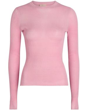 KHAITE Mosi Fine-Knit Silk Top - Pink