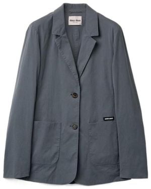 Miu Miu Long-Sleeved Suit Jacket - Blue