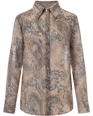 Liu Jo Jacquard Curved Hem Shirt - Brown