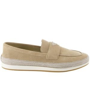 Prada Round Head Loafer Shoes - White