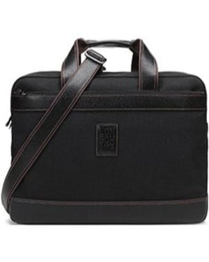 Longchamp L Boxford Leather-Trim Briefcase - Black