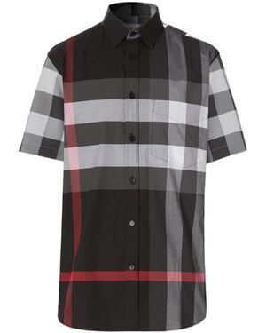 Burberry Checked Short-Sleeve Shirt - Black