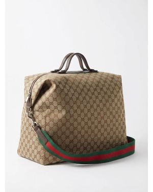 Gucci Medium Gg Duffle Bag With Web - Natural