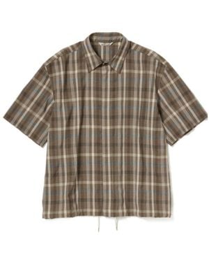 AURALEE Super Fine Tropical Wool Check Half-Sleeved Shirt - Gray