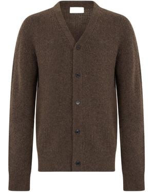 Roberto Collina Ribbed V-Neck Cardigan - Brown