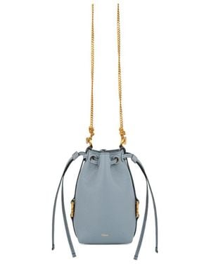 Chloé Tasche Leather Bucket Bag - Blue