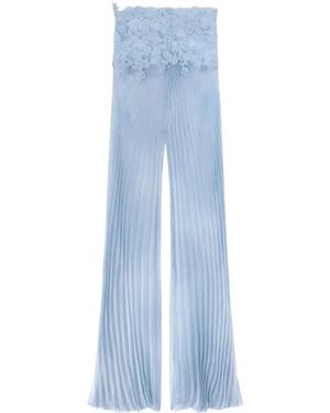 Ermanno Scervino Lace-Appliqué Pleated Trousers - Blue