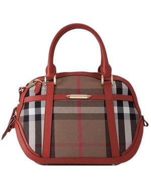 Burberry Checked Handbag - Red
