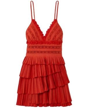 Sea Madeira Embroidery Mini Dress - Red