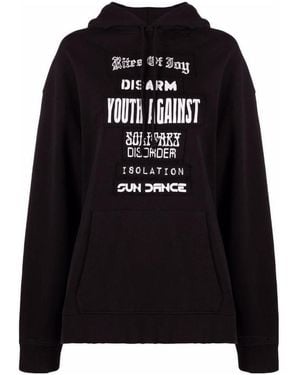 Raf Simons Slogan Patches Hoodie - Black