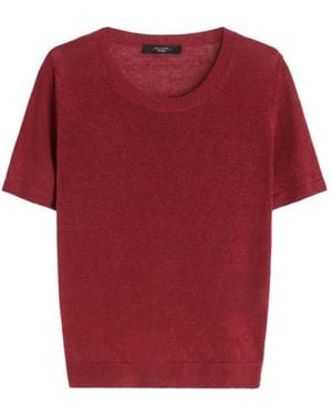 Weekend by Maxmara Short-Sleeve Linen Top - Red
